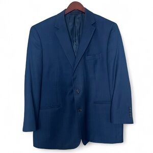 Ralph Lauren Black Label Men’s Navy Blue Plaid Wool Blend Blazer Size 46R